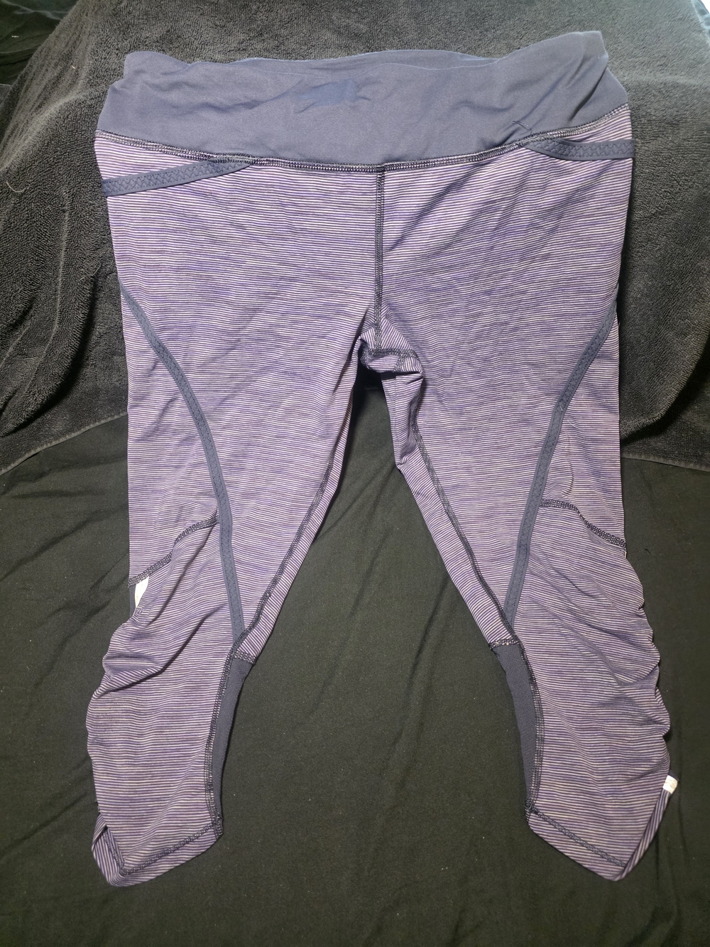lululemon athletica Purple Striped Leggings with Dark Trim